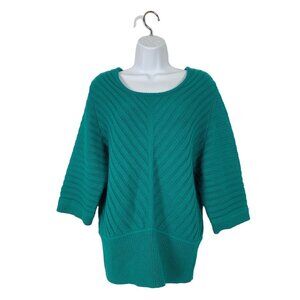 Ana A New Approach Womens Ribbed Knit Sweater Teal Size Large